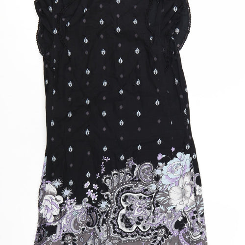 Oasis Women Black Floral Paisley Shift Dress Size 10