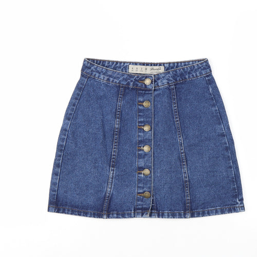 Denim Co. Women Blue Denim Short A-Line Button Skirt Size 6