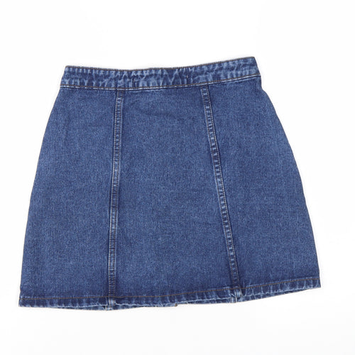 Denim Co. Women Blue Denim Short A-Line Button Skirt Size 6