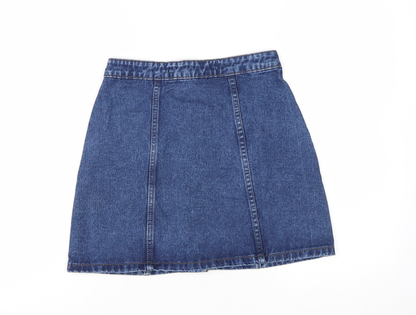 Denim Co. Women Blue Denim Short A-Line Button Skirt Size 6
