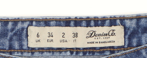 Denim Co. Women Blue Denim Short A-Line Button Skirt Size 6