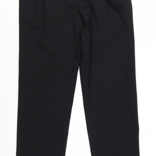 Greenwoods Men's Black Regular Fit Wool Blend Dress Trousers 36W