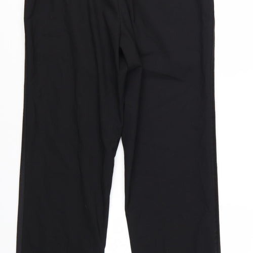 Greenwoods Men's Black Regular Fit Wool Blend Dress Trousers 36W