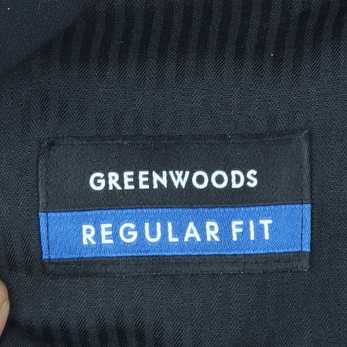 Greenwoods Men's Black Regular Fit Wool Blend Dress Trousers 36W