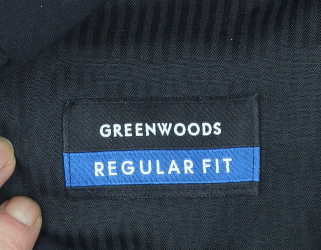 Greenwoods Men's Black Regular Fit Wool Blend Dress Trousers 36W