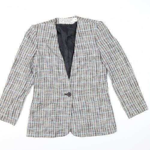 Evan-Picone Petites Women's Beige Checked Blazer Jacket Size 2