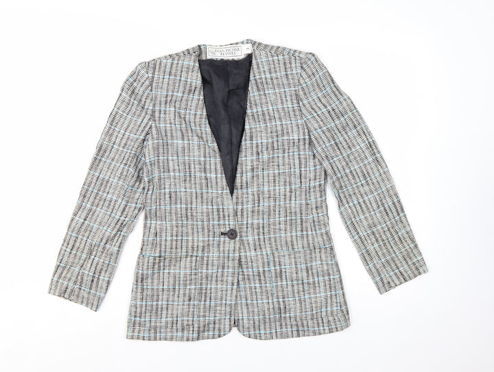 Evan-Picone Petites Women's Beige Checked Blazer Jacket Size 2