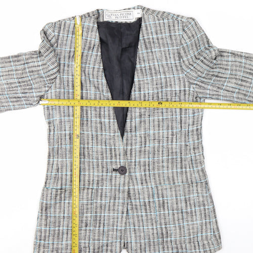 Evan-Picone Petites Women's Beige Checked Blazer Jacket Size 2