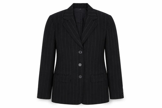 Talbots Petites Black Wool Pinstripe Blazer Jacket Size 2