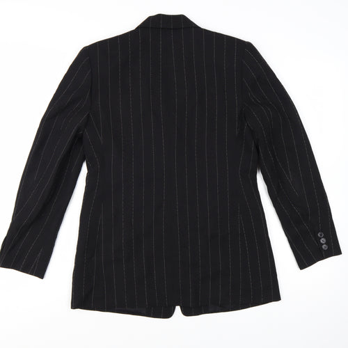 Talbots Petites Black Wool Pinstripe Blazer Jacket Size 2