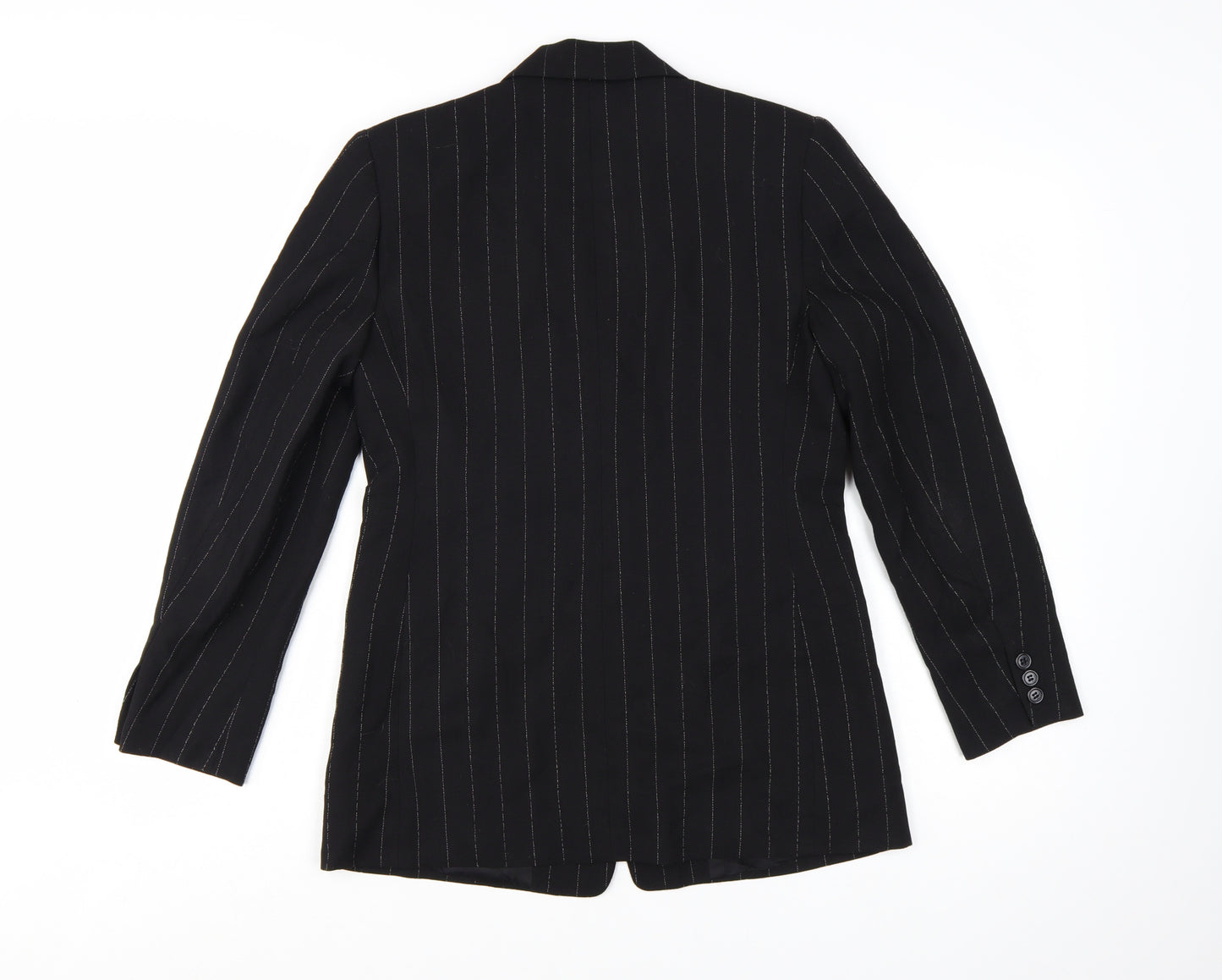 Talbots Petites Black Wool Pinstripe Blazer Jacket Size 2