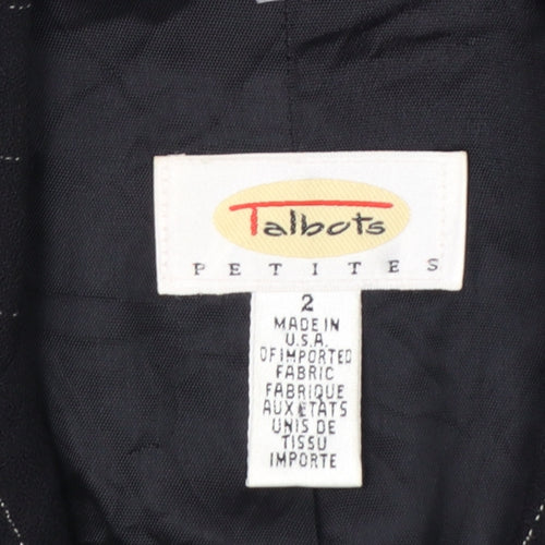 Talbots Petites Black Wool Pinstripe Blazer Jacket Size 2