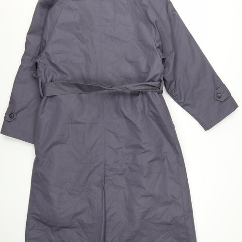 London Fog Women's Grey Petite 8 Long Belted Trench Coat with Faux Fur Collar