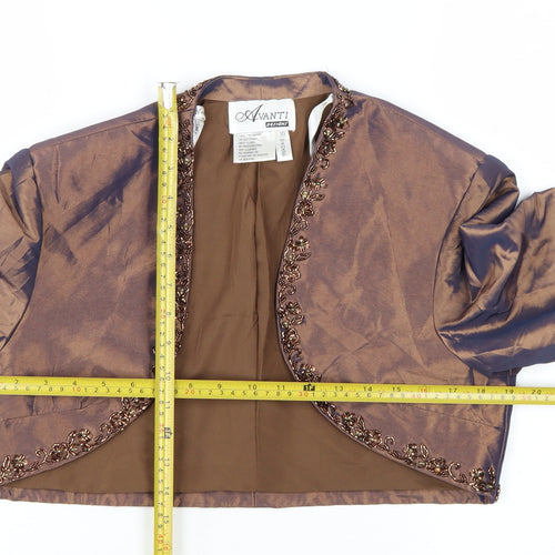 Avanti Designs Women's Brown Beaded Cropped Tuxedo Jacket Size 10
