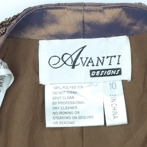 Avanti Designs Women's Brown Beaded Cropped Tuxedo Jacket Size 10