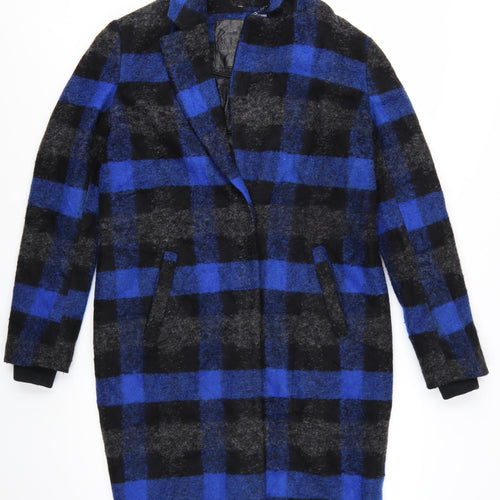 Buffalo David Bitton Women's Blue Check Wool Overcoat XS