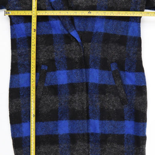 Buffalo David Bitton Women's Blue Check Wool Overcoat XS