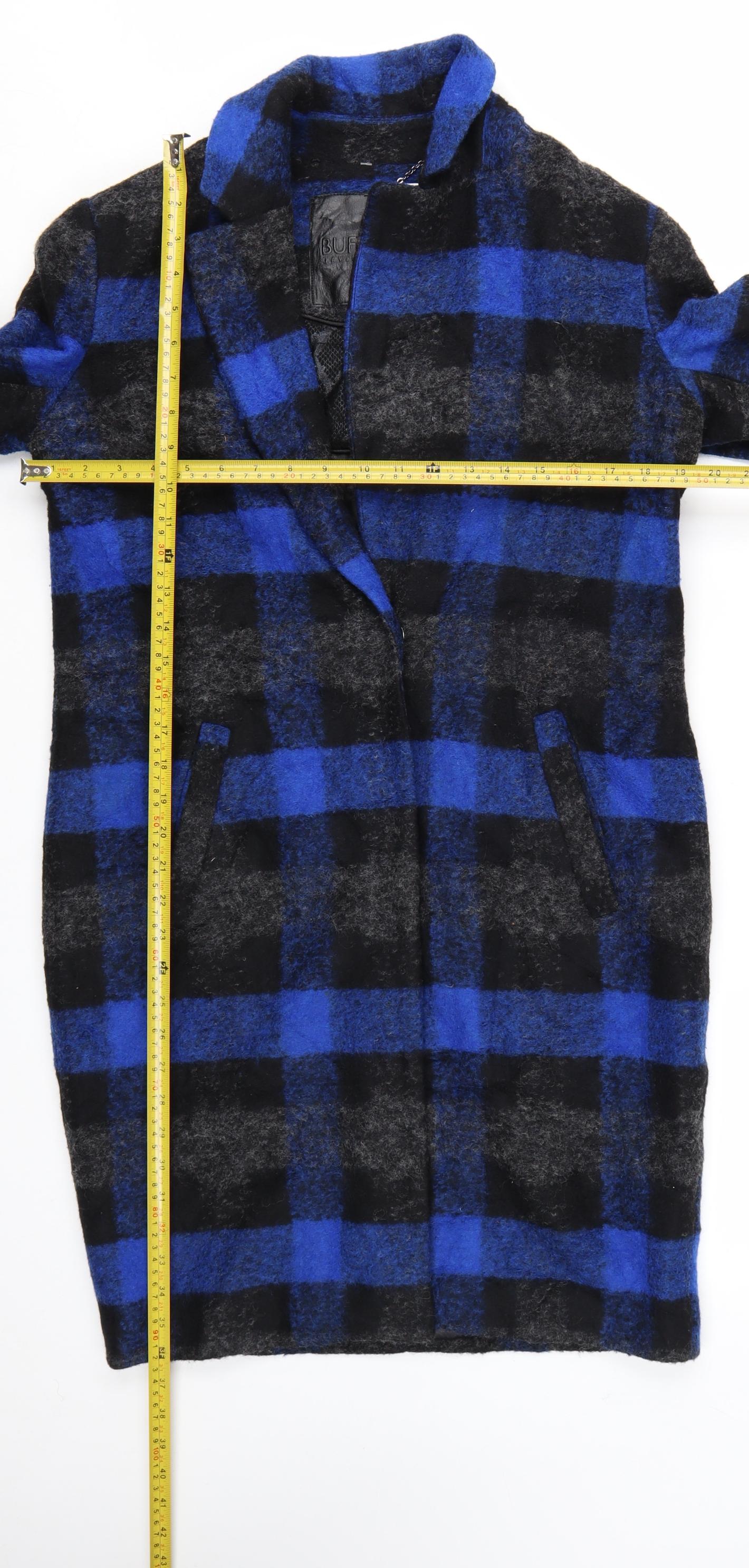 Buffalo David Bitton Women's Blue Check Wool Overcoat XS
