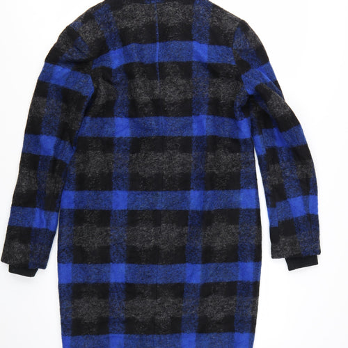 Buffalo David Bitton Women's Blue Check Wool Overcoat XS