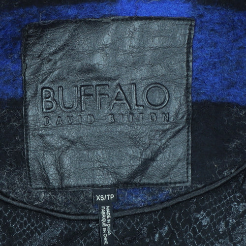 Buffalo David Bitton Women's Blue Check Wool Overcoat XS