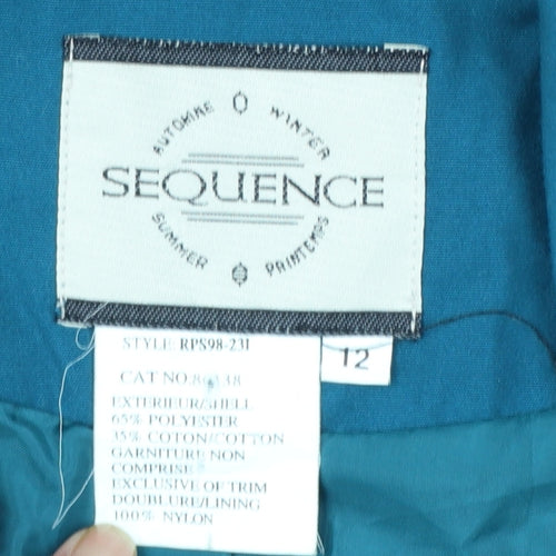 Sequence Women's Blue Trench Coat Size 12 Belted Long Cotton Blend