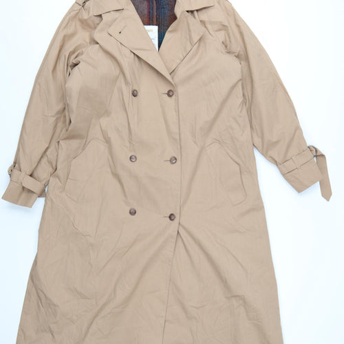 London Fog Women's Beige Trench Coat Size 12 Petite Waterproof Classic Style