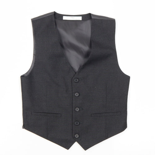 Marks and Spencer Boys Black Waistcoat 7-8 Years Classic Formal Suit Vest