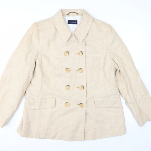Windsmoor Women's Beige Cotton Double-Breasted Blazer UK 18