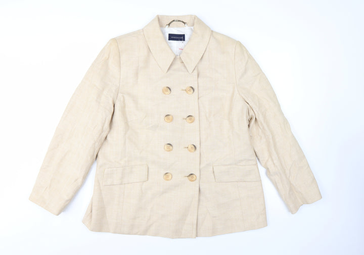 Windsmoor Women's Beige Cotton Double-Breasted Blazer UK 18