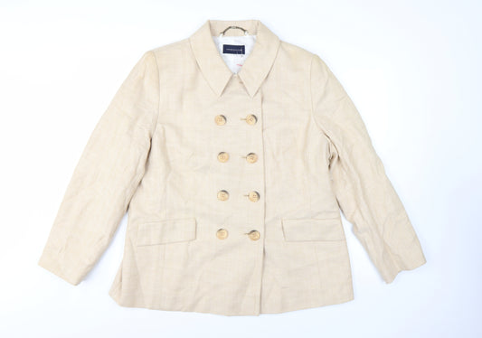 Windsmoor Women's Beige Cotton Double-Breasted Blazer UK 18