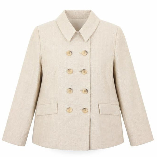 Windsmoor Women's Beige Cotton Double-Breasted Blazer UK 18