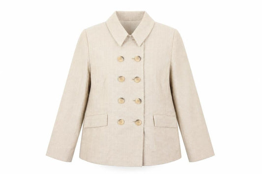 Windsmoor Women's Beige Cotton Double-Breasted Blazer UK 18