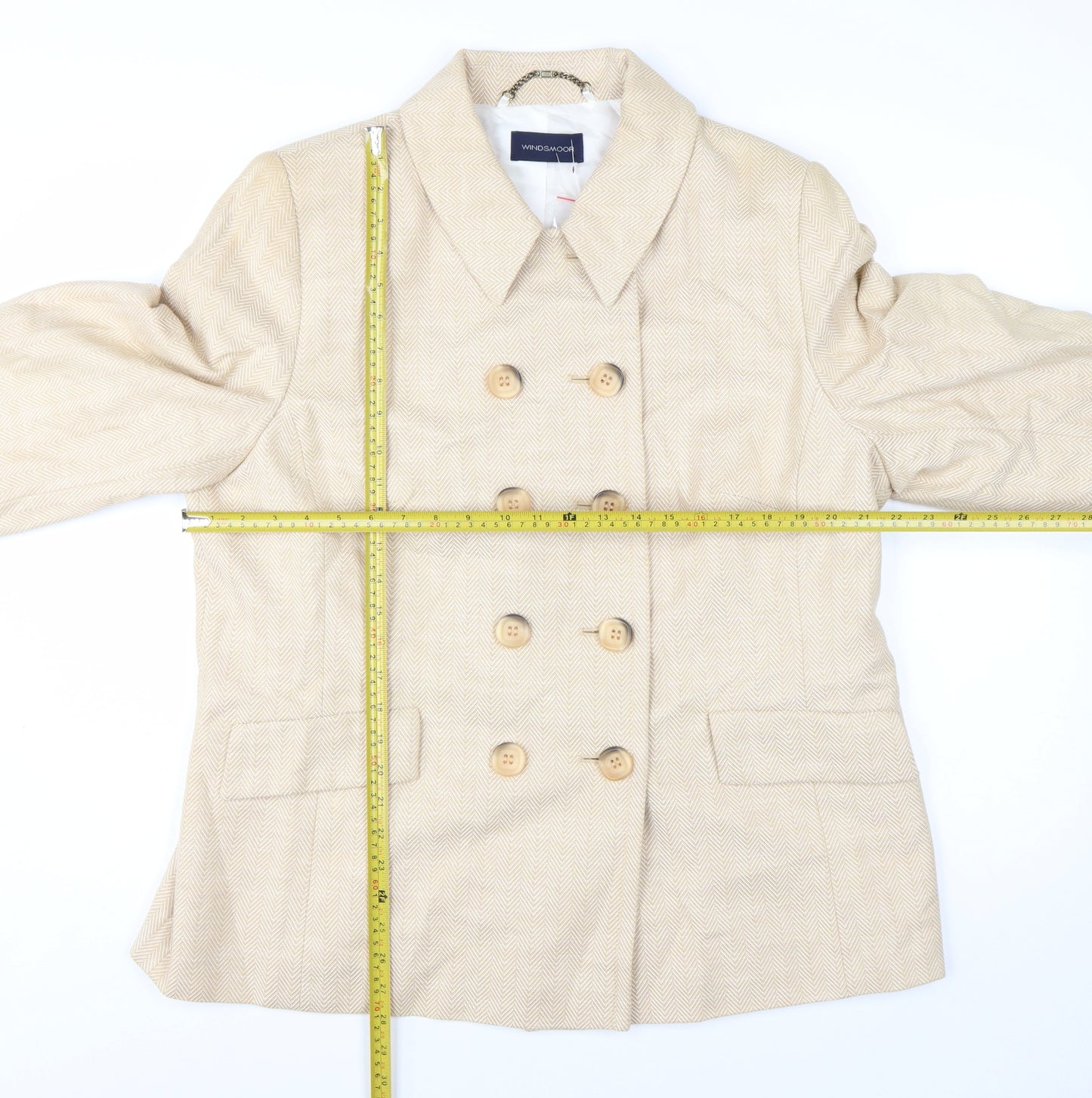 Windsmoor Women's Beige Cotton Double-Breasted Blazer UK 18