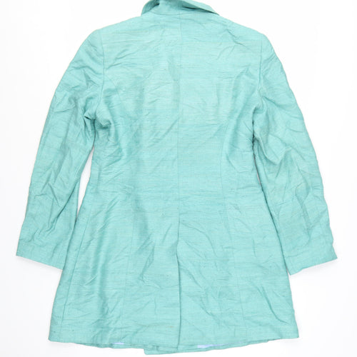 Kookai Women's Green Silk Trench Coat Size 14 Classic Mid-Length