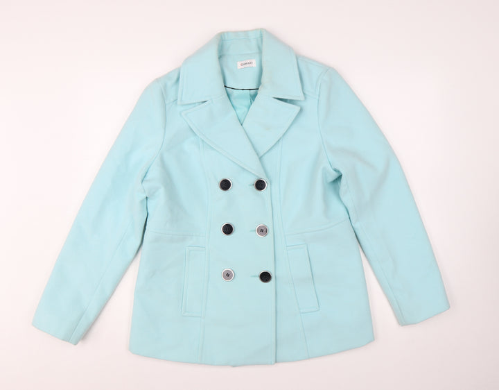 Damart Women's Blue Polyester Pea Coat Size 12 Mid-Length