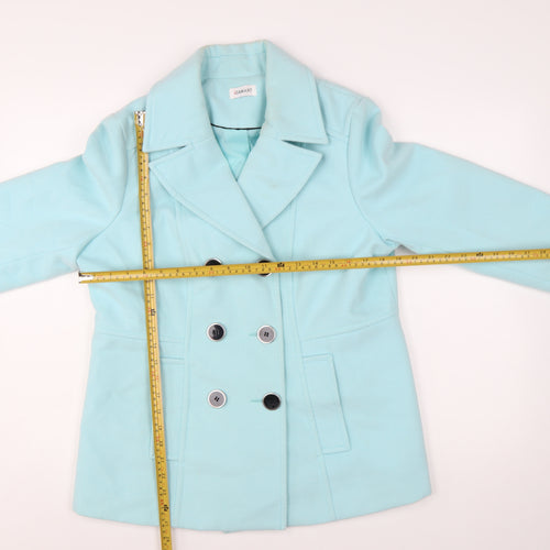 Damart Women's Blue Polyester Pea Coat Size 12 Mid-Length