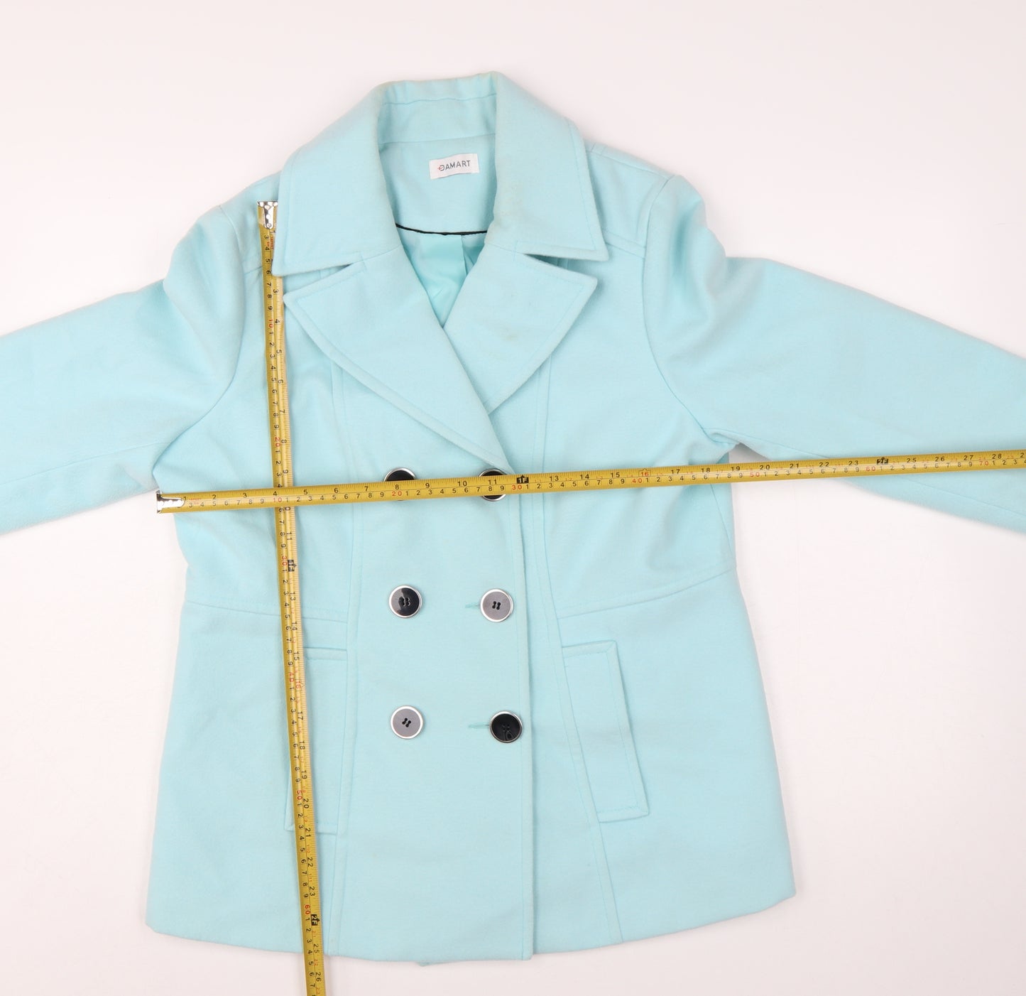 Damart Women's Blue Polyester Pea Coat Size 12 Mid-Length
