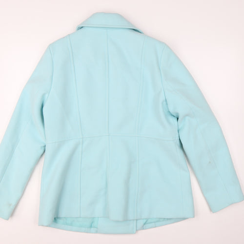 Damart Women's Blue Polyester Pea Coat Size 12 Mid-Length