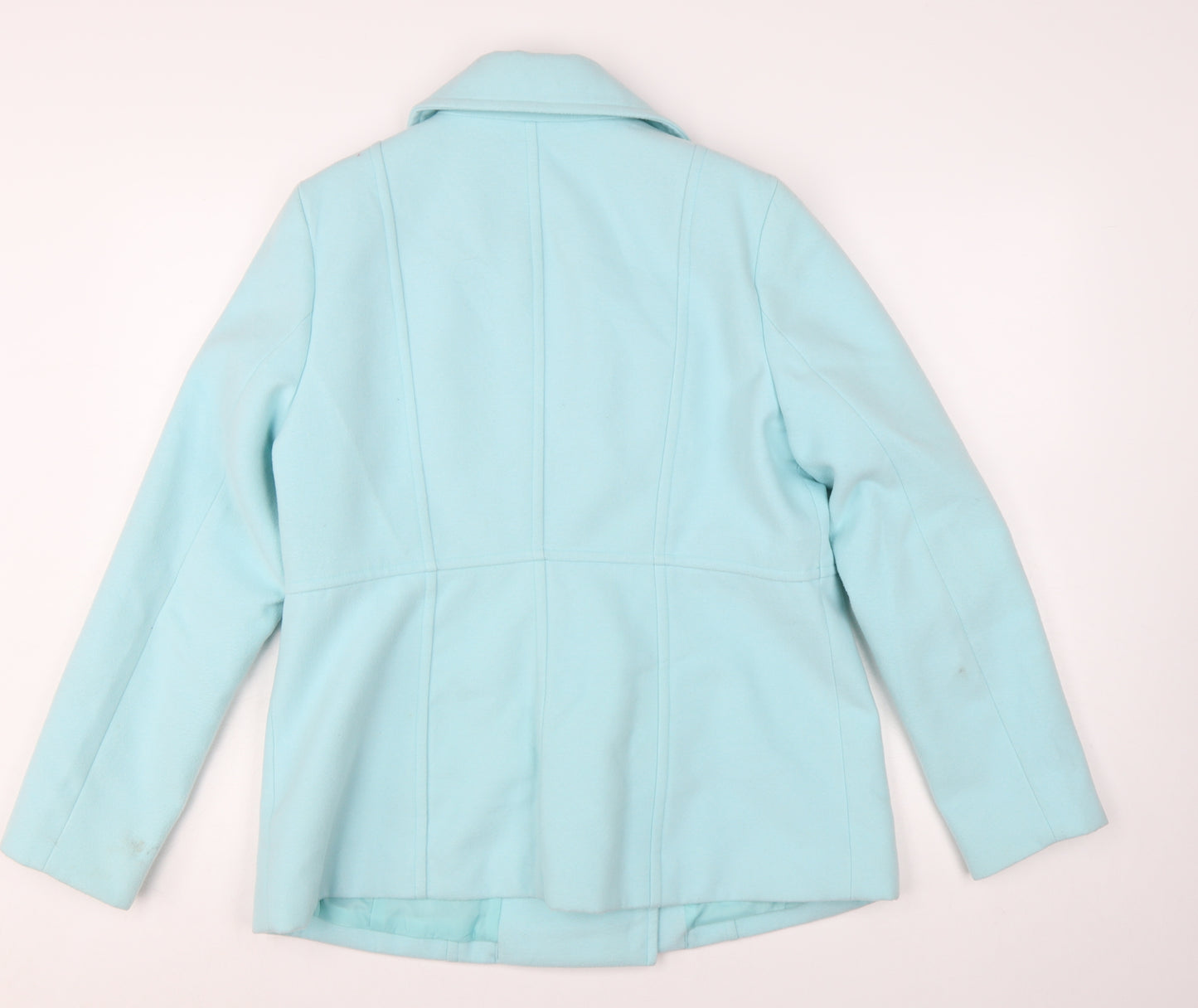 Damart Women's Blue Polyester Pea Coat Size 12 Mid-Length