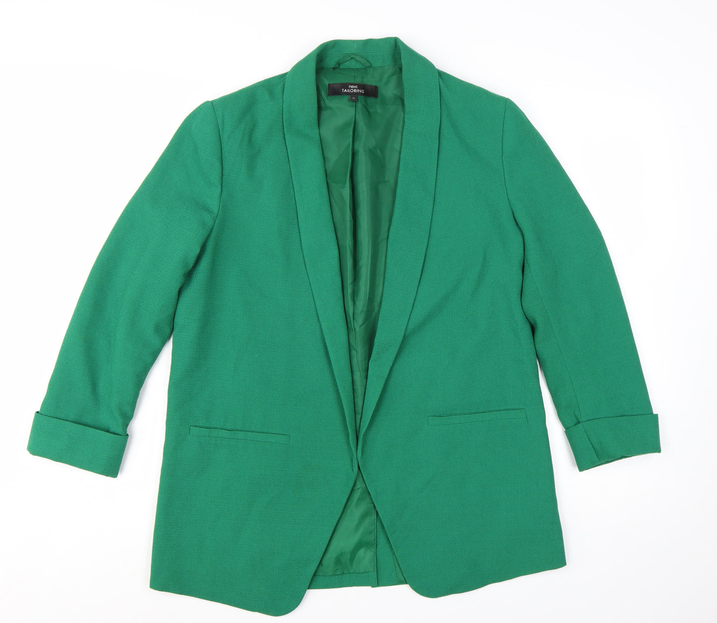Next Tailoring Green Women's UK 14 Shawl Lapel Longline Blazer