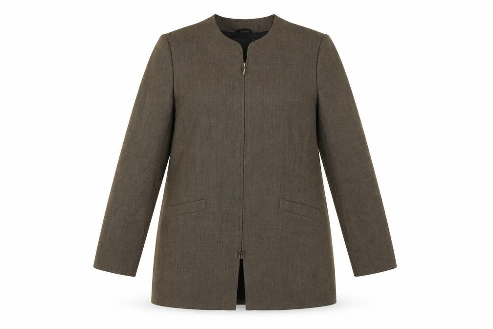 Viyella Petite Brown Wool Blend Mid-Length Lined Blazer UK 12
