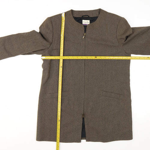 Viyella Petite Brown Wool Blend Mid-Length Lined Blazer UK 12