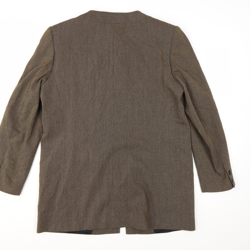 Viyella Petite Brown Wool Blend Mid-Length Lined Blazer UK 12