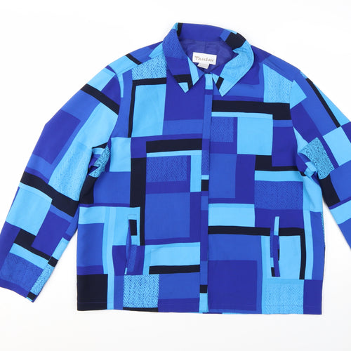 TanJay Women's Blue Geometric Lined Polyester Jacket Size 14