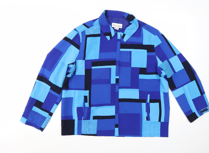 TanJay Women's Blue Geometric Lined Polyester Jacket Size 14