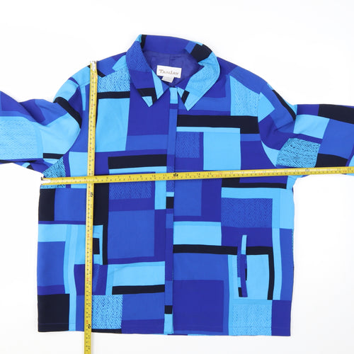 TanJay Women's Blue Geometric Lined Polyester Jacket Size 14