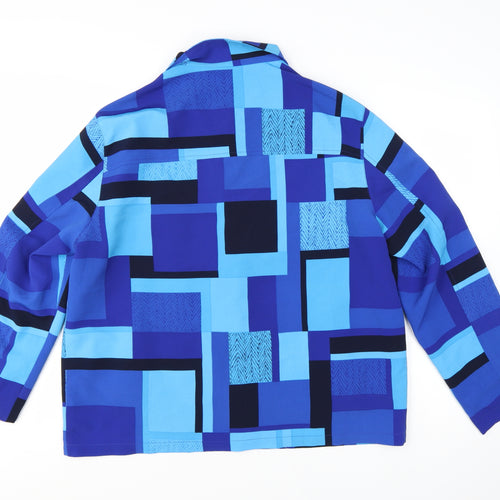 TanJay Women's Blue Geometric Lined Polyester Jacket Size 14