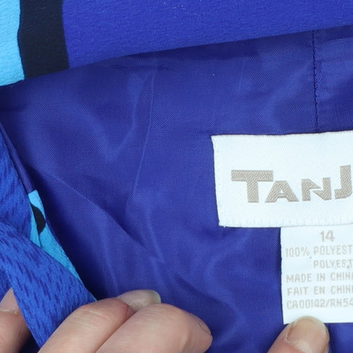 TanJay Women's Blue Geometric Lined Polyester Jacket Size 14