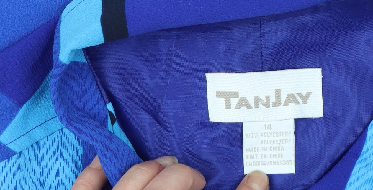 TanJay Women's Blue Geometric Lined Polyester Jacket Size 14