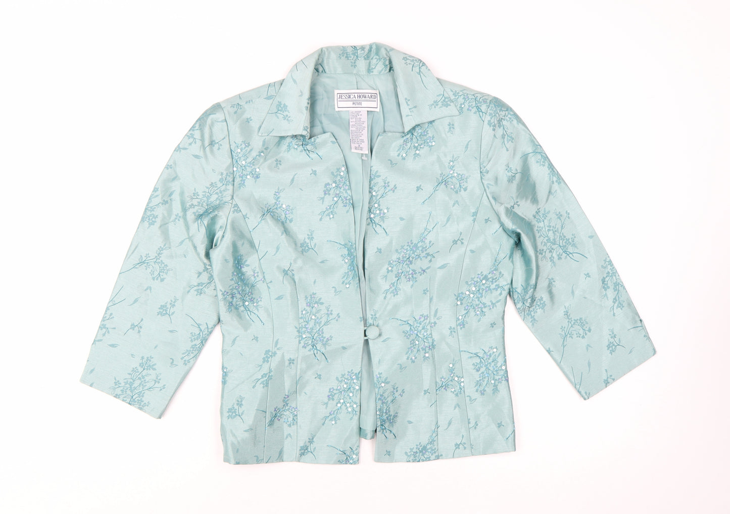 Jessica Howard Women’s Petite Green Floral Brocade Suit Jacket Size 10P